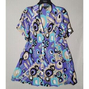 Sunny Taylor Tunic Womens 3X Colorful Festive Boho Peasant Hippie Blouse